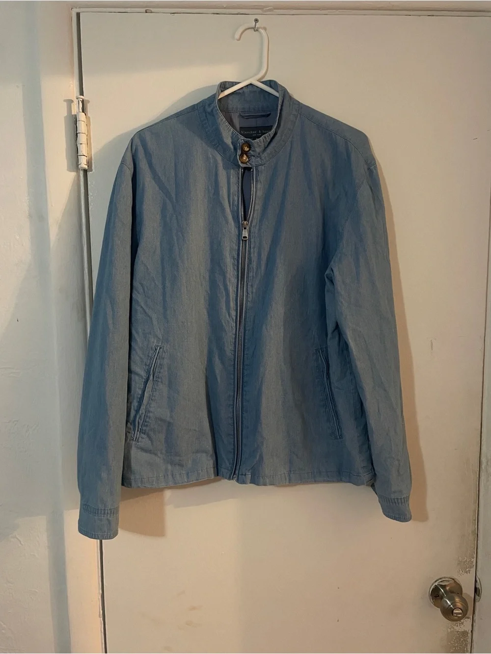 Light Blue Men's Bomber Jacket - Unbranded
